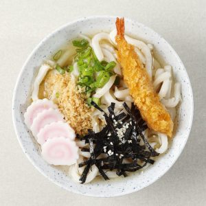 Udon with Seafood Broth, Crispy Tempura, Green Onion, and Naruto
